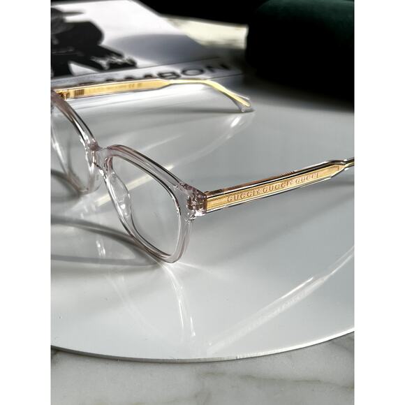NEW Gucci GG0566O Clear Rectangular Eyeglasses Frames in Pink - Picture 6 of 8